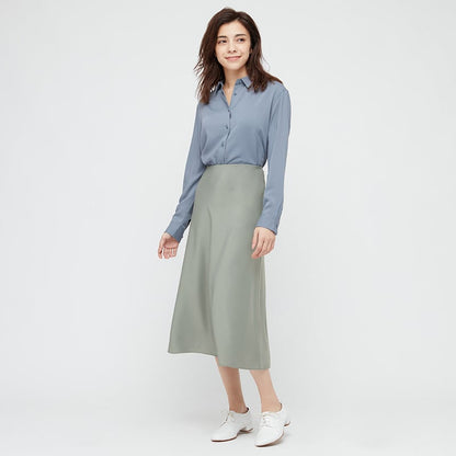 Women's Mid-Length A-line Skirt with Textured Design