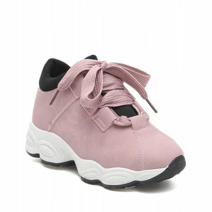 Sneakers Donna con Suola Spessa da Running – Chiusura con Lacci e Punta Tonda