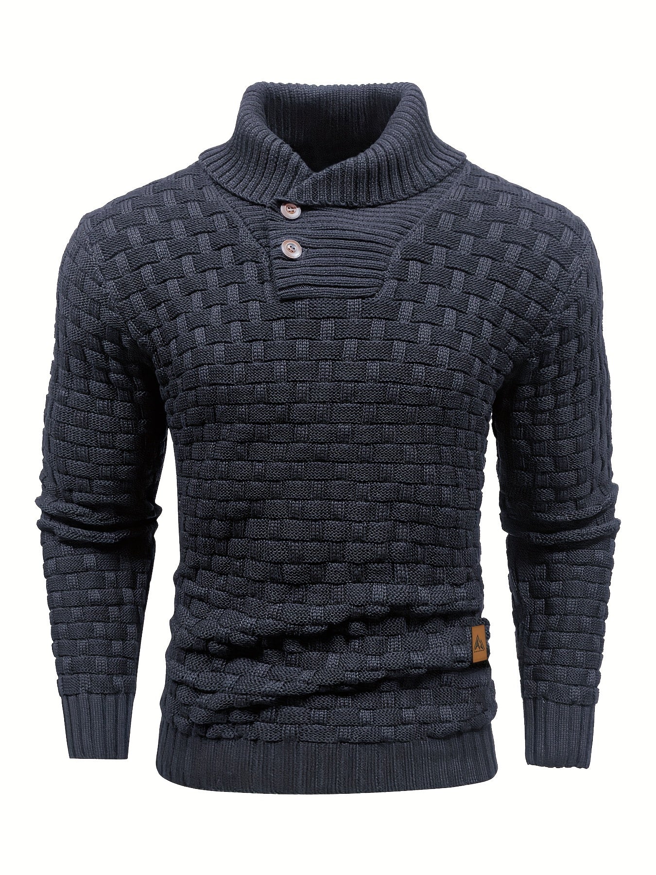 Maglione Uomo in Maglia Waffle con Collo a Sciarpa