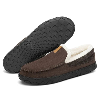 Men's Autumn Slip-On Moccasins Rounded Toe Plush Lining EVA Non-Slip Sole – Comfortable Shoes
