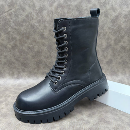 Botas de invierno para hombre de cuero sintético con suela gruesa y diseño aislante