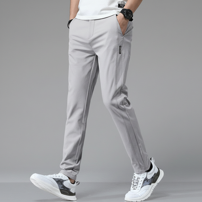 Pantaloni Uomo Affusolati con Vita Elasticizzata e Finitura Antipiega