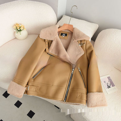 Cappotto Invernale Da Donna DI Media Lunghezza in Pu Con Cerniera E Cuciture