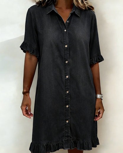 Women's Dress with Front Buttons and Comfortable Fit – Denim Style