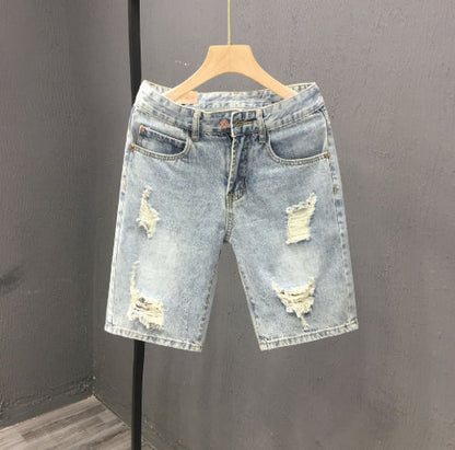 Herreshorts med mellemhøj talje og revet design – denimstil