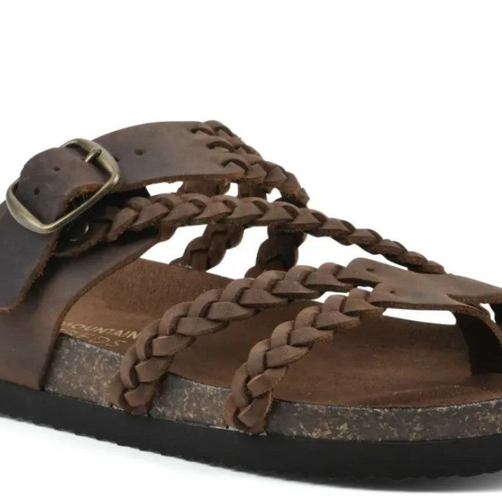 Damesandaler Bassi Slip-On med fletremme og perforeret design