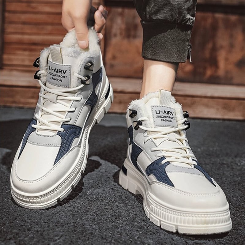 Herre Vinterstøvler til Anklen High-Top med Snørebånd og Tykk Sål