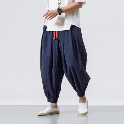 Men's Harem Pants Loose Fit Adjustable Waist Elastic Cuffs – Casual Style