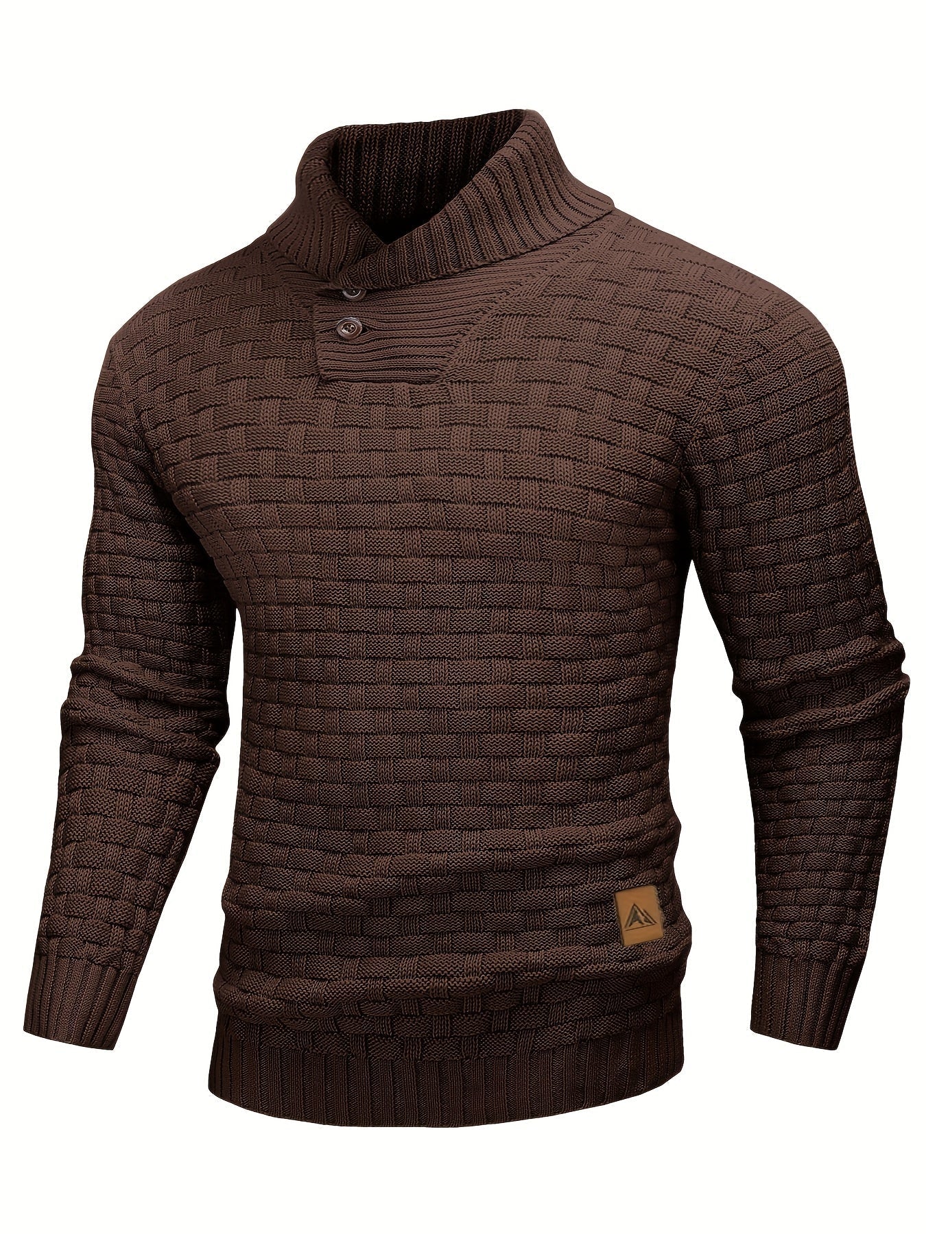 Maglione Uomo in Maglia Waffle con Collo a Sciarpa