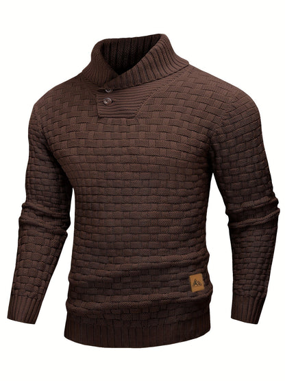 Maglione Uomo in Maglia Waffle con Collo a Sciarpa