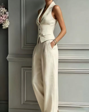 Completo Donna Due Pezzi con Gilet e Pantaloni a Gamba Dritta – Completo Elegante