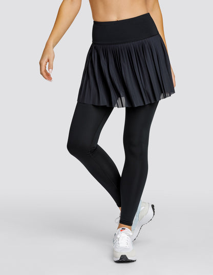Leggings til kvinder med høj talje, plisseret nederdel og lommer