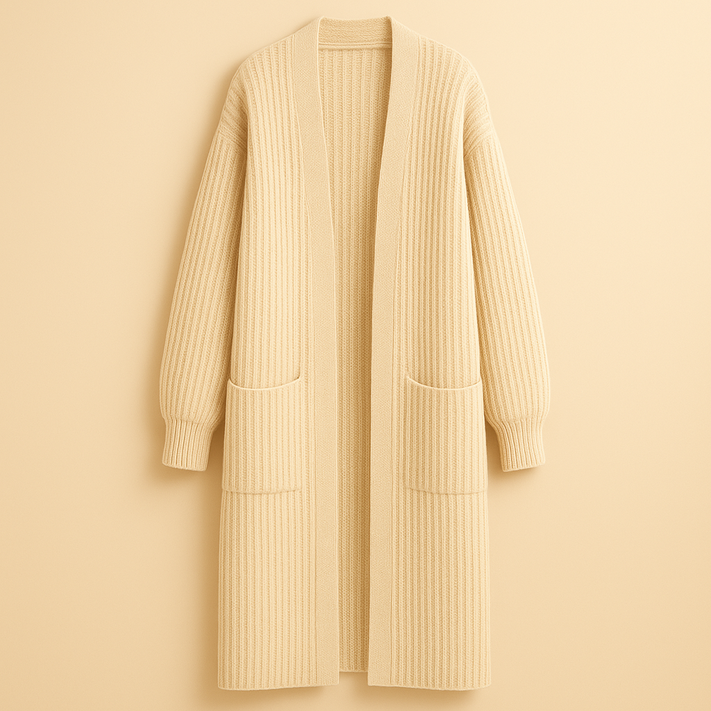 Women's Long Cardigan in Knit, Open Front, Oversized Fit