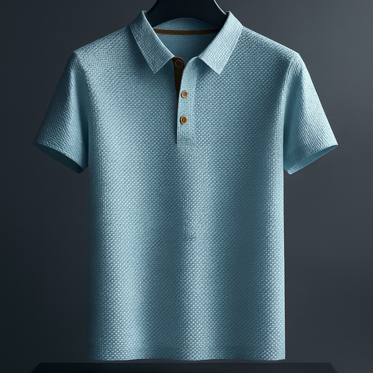Men's Short Sleeve Polo Shirt with Notched Collar and Three Buttons, Stretch Fit