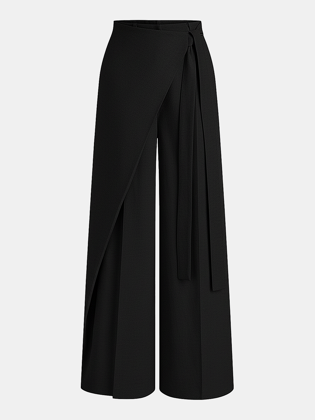 Women's Asymmetric Wide-Leg Trousers with a Tie Belt and Pleated Design