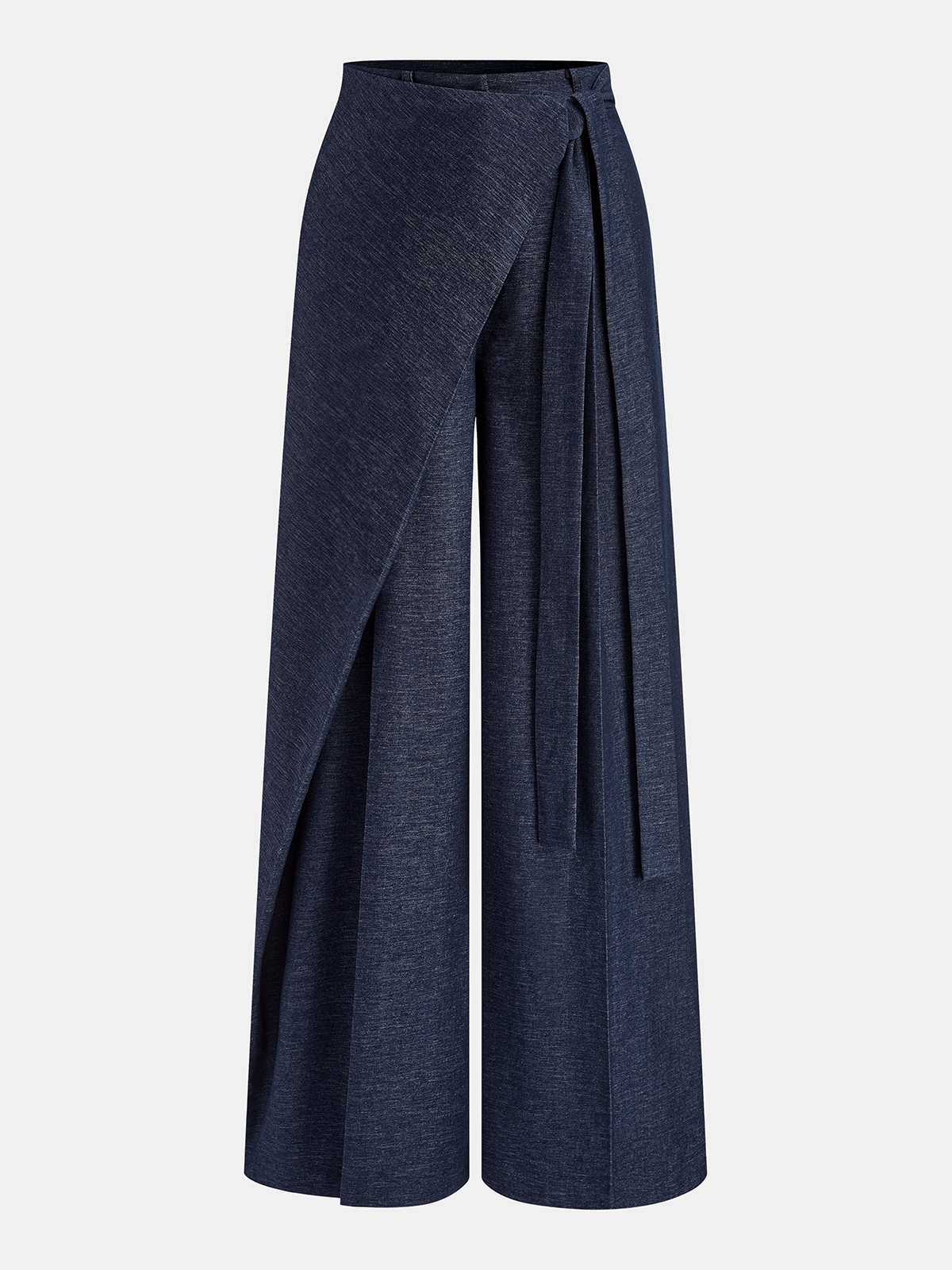 Women's Asymmetric Wide-Leg Trousers with a Tie Belt and Pleated Design