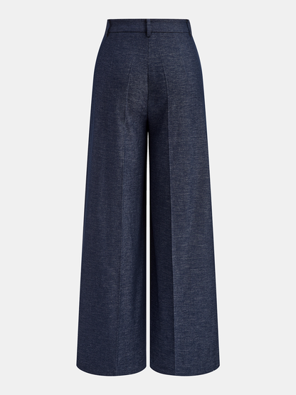 Women's Asymmetric Wide-Leg Trousers with a Tie Belt and Pleated Design