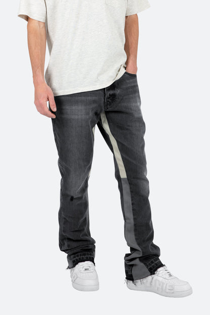 Men's Black Faded Flared Jeans – Slim Fit and Flared Hem