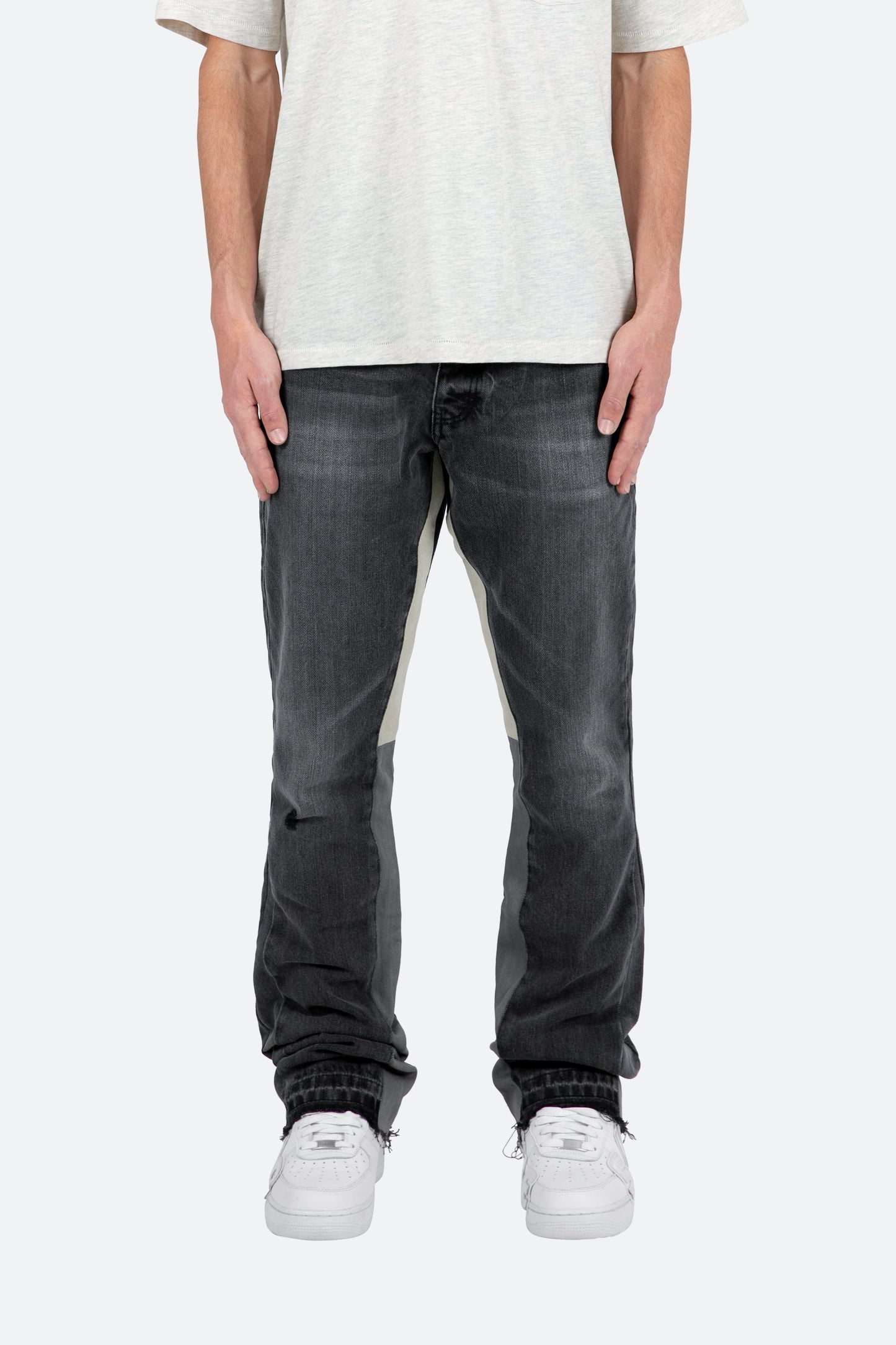 Men's Black Faded Flared Jeans – Slim Fit and Flared Hem