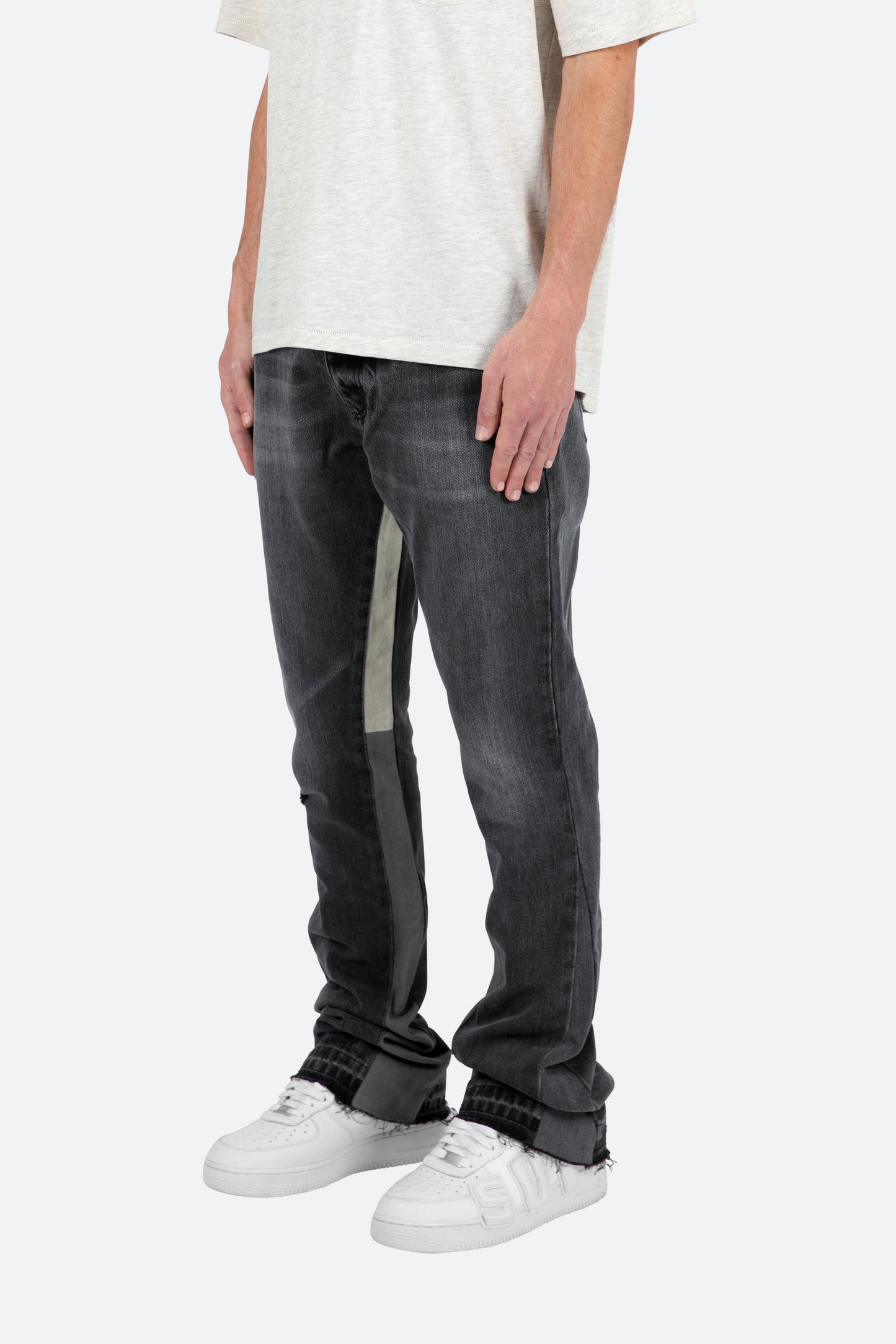 Men's Black Faded Flared Jeans – Slim Fit and Flared Hem