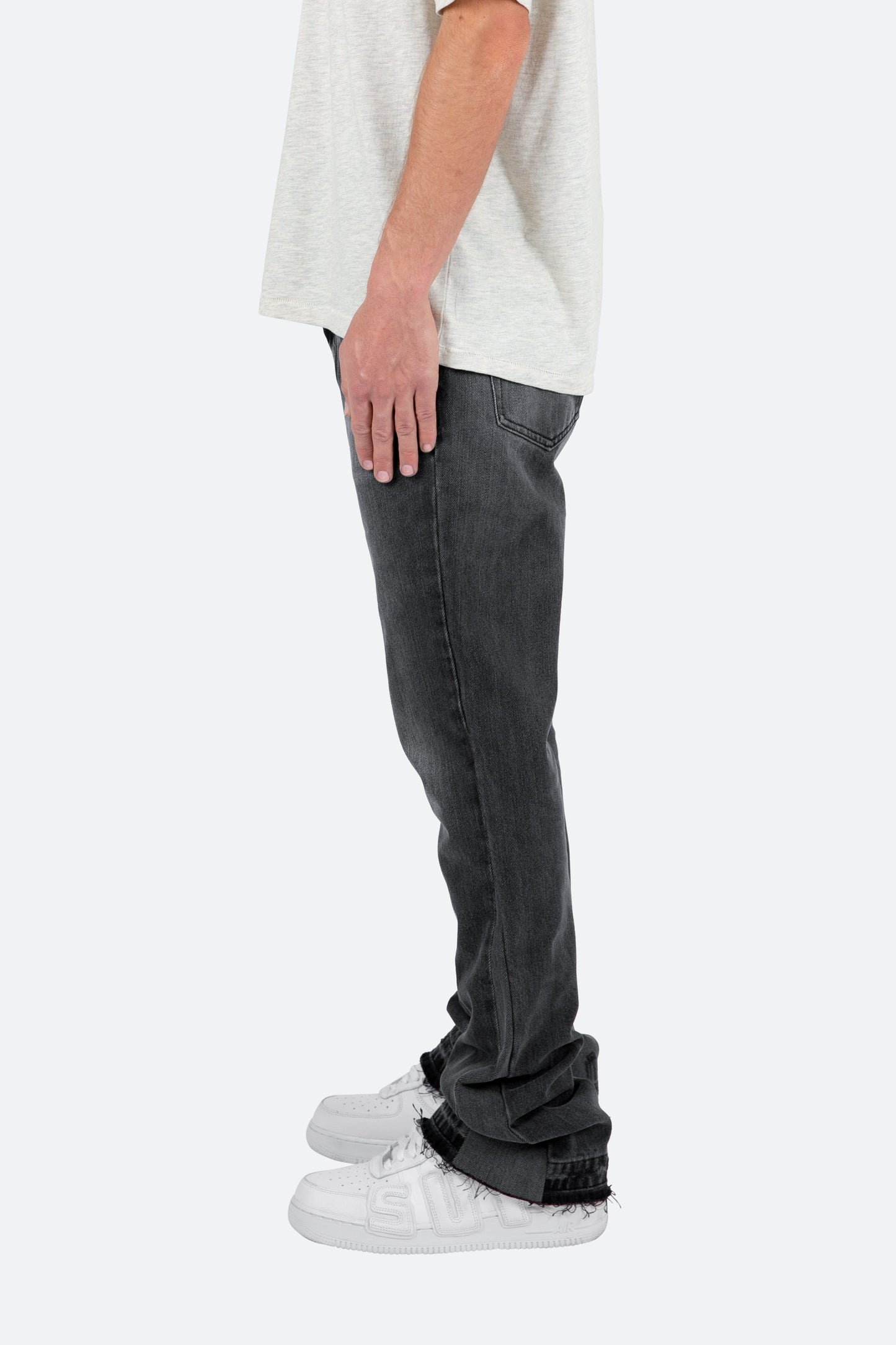 Men's Black Faded Flared Jeans – Slim Fit and Flared Hem