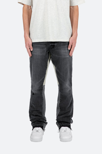 Men's Black Faded Flared Jeans – Slim Fit and Flared Hem