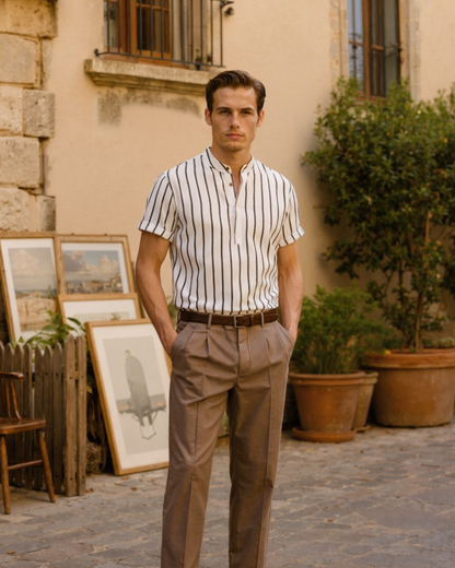 Polo da Uomo in Misto Cotone Biologico a Manica Corta con Design da Marinaio