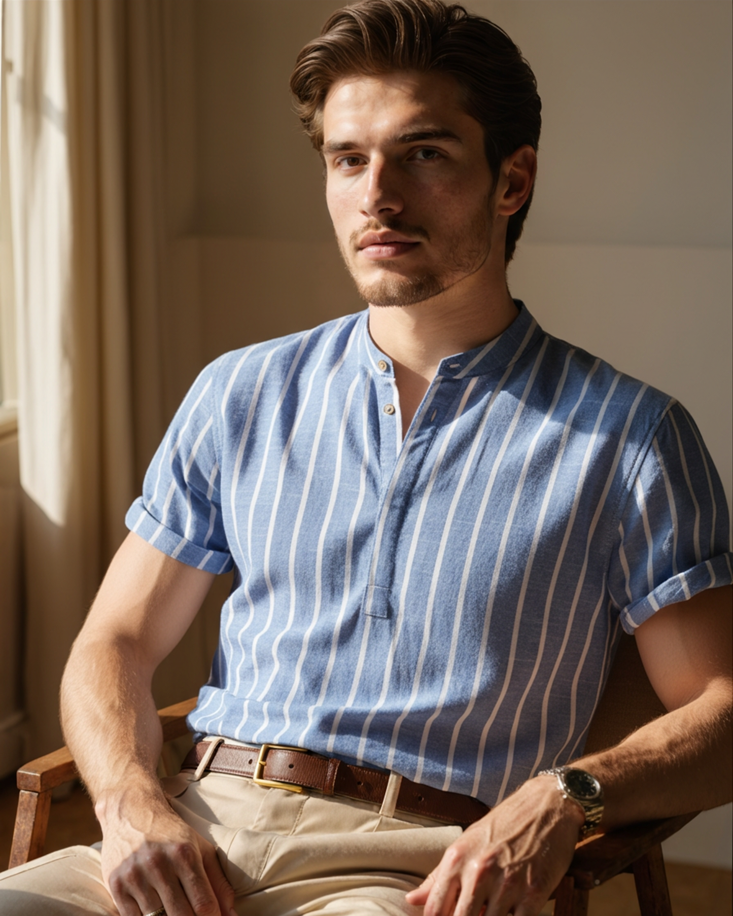 Polo da Uomo in Misto Cotone Biologico a Manica Corta con Design da Marinaio