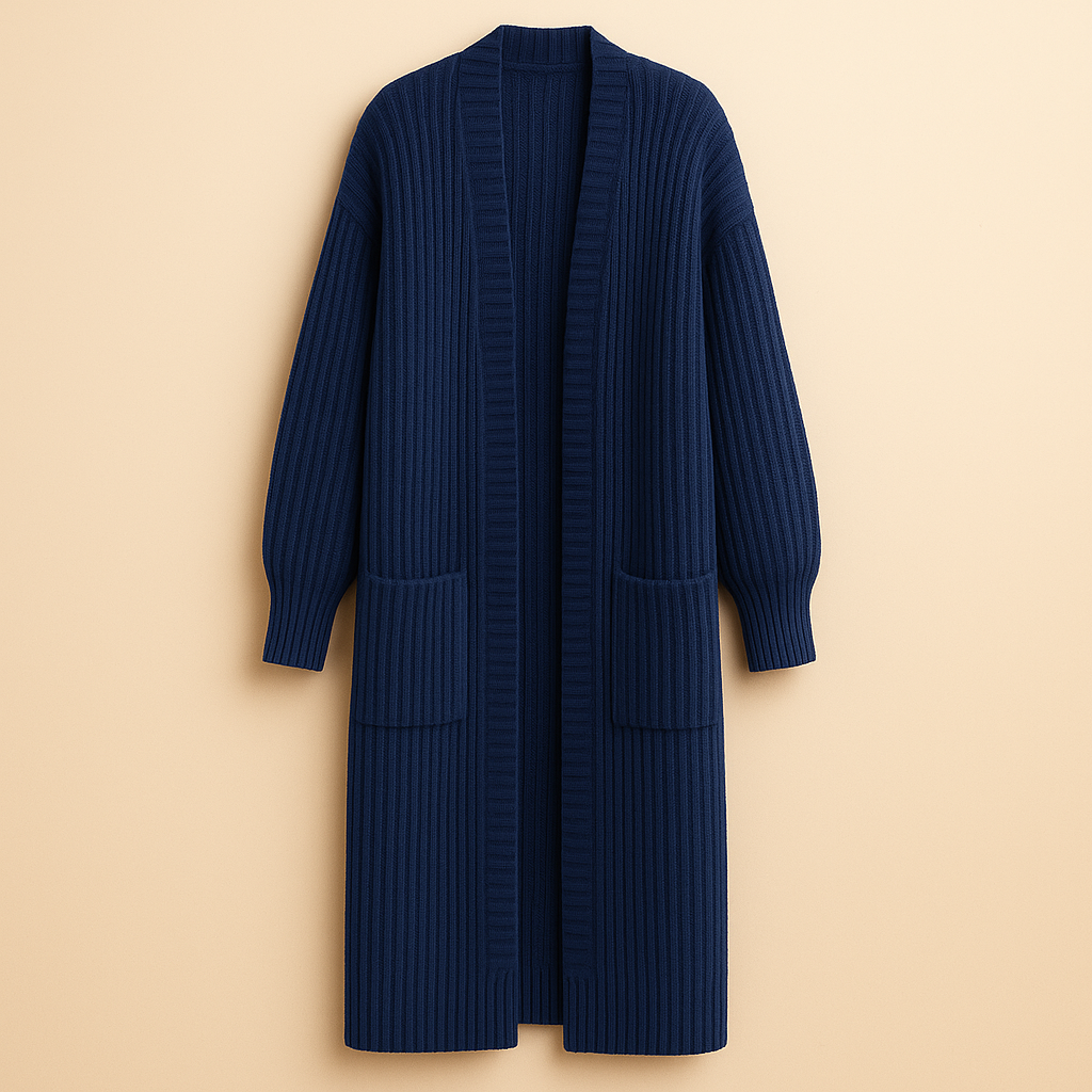 Women's Long Cardigan in Knit, Open Front, Oversized Fit