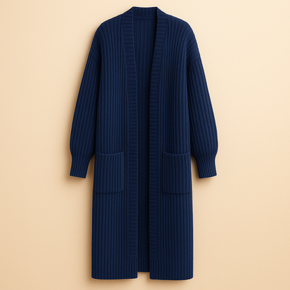 Women's Long Cardigan in Knit, Open Front, Oversized Fit