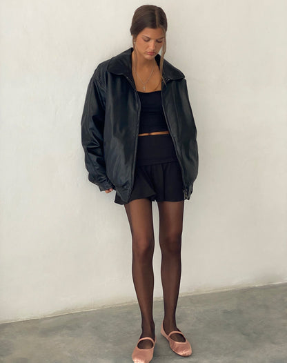 Women's Oversized Boxy Jacket with Zip – Notched Collar