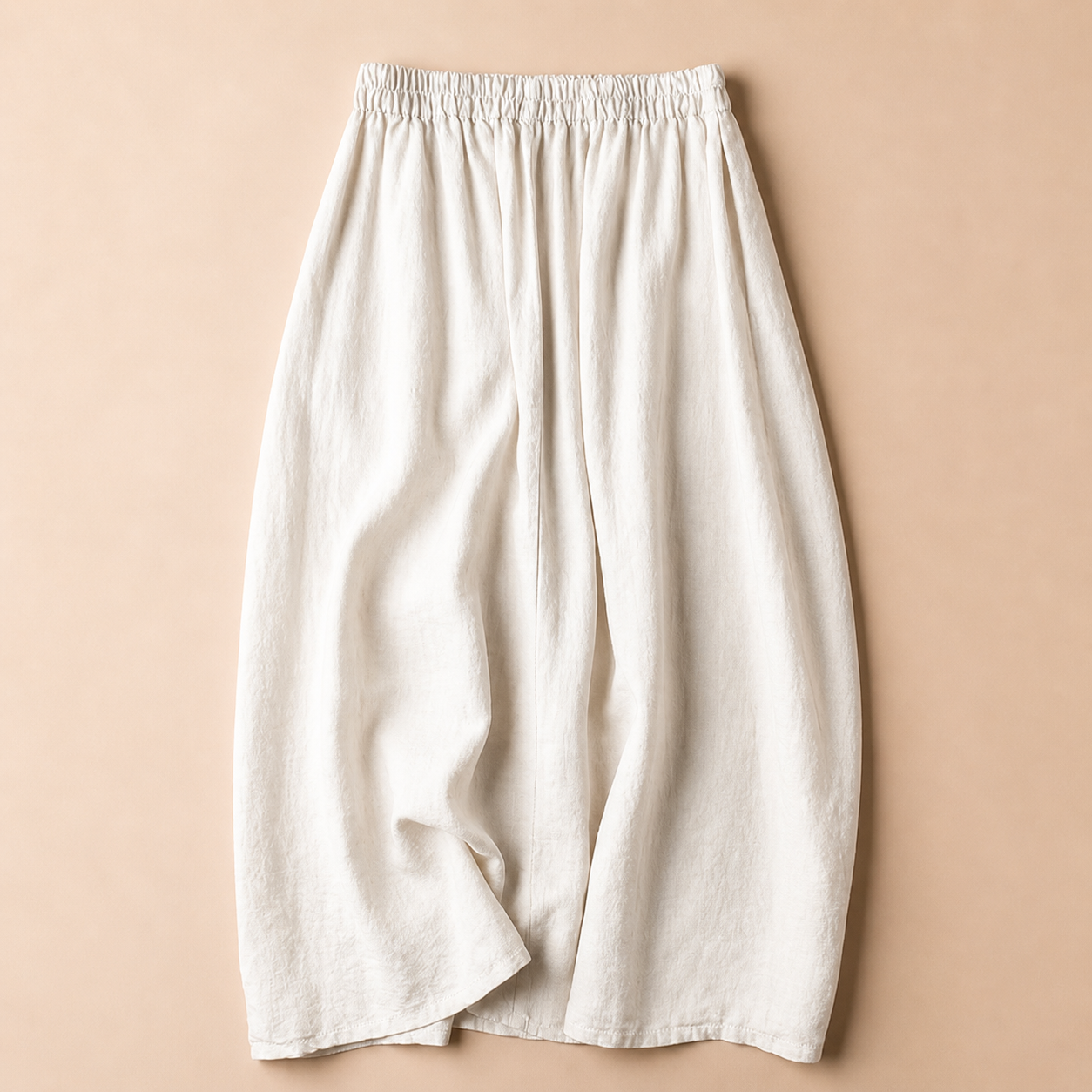 Gonna Midi Donna in Lino con Elastico in Vita e Ricami – Stile Estivo Casual