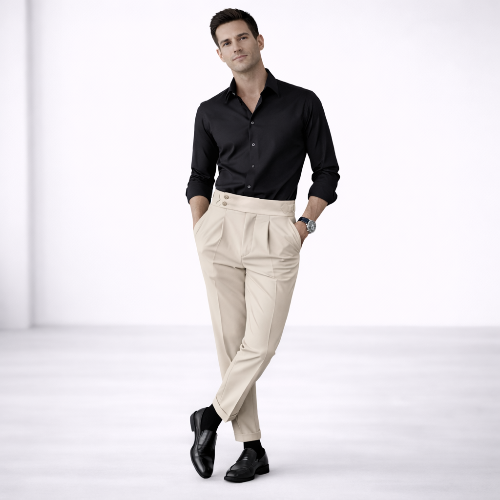 Pantaloni Uomo a Vita Alta con Gamba Dritta – Vestibilità Regolare