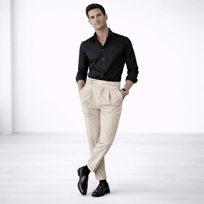 Pantaloni Uomo a Vita Alta con Gamba Dritta – Vestibilità Regolare