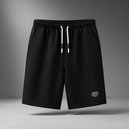 Men's Shorts with Honeycomb Weave, Elastic Waist, Drawstring, and Side Pockets