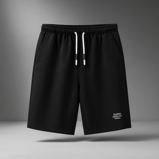 Men's Shorts with Honeycomb Weave, Elastic Waist, Drawstring, and Side Pockets