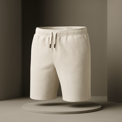 Men's Shorts with Honeycomb Weave, Elastic Waist, Drawstring, and Side Pockets