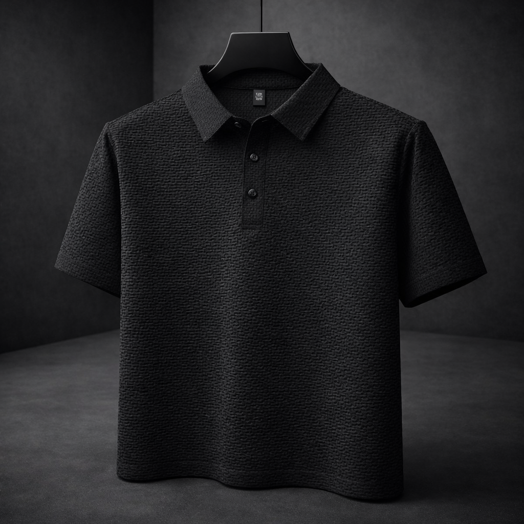 Polo da Uomo a Manica Corta con Trama Intrecciata e Colletto
