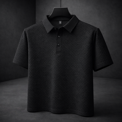 Polo da Uomo a Manica Corta con Trama Intrecciata e Colletto