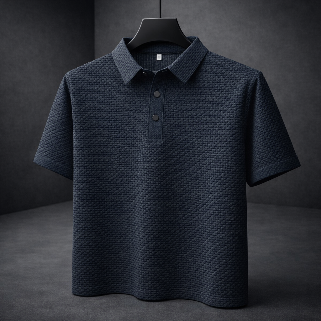 Polo da Uomo a Manica Corta con Trama Intrecciata e Colletto