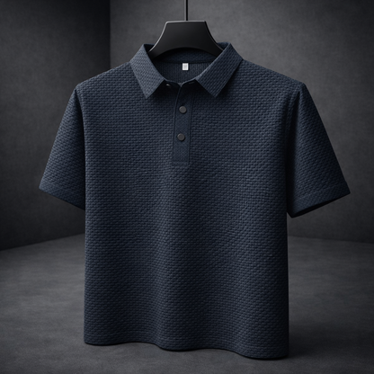 Polo da Uomo a Manica Corta con Trama Intrecciata e Colletto