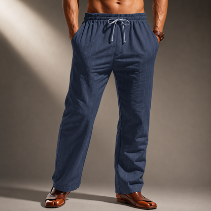 Pantaloni Uomo a Righe Sottili con Coulisse – Gamba Dritta e Vestibilità Comoda