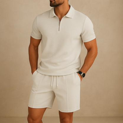 Men's Slim Fit Set with Zipper and Honeycomb Fabric