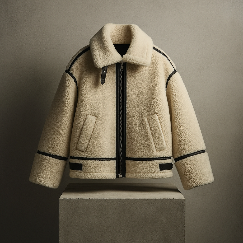 Women's Teddy Jacket in Sherpa – Contrast Details