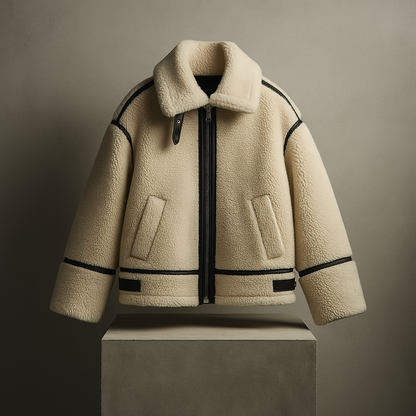 Women's Teddy Jacket in Sherpa – Contrast Details