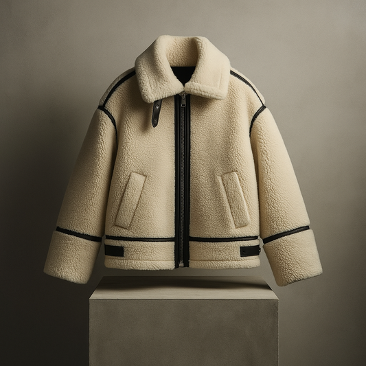 Women's Teddy Jacket in Sherpa – Contrast Details