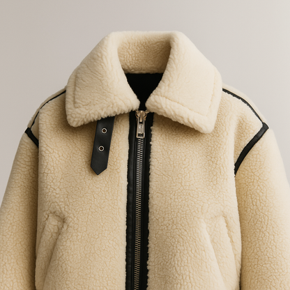 Women's Teddy Jacket in Sherpa – Contrast Details