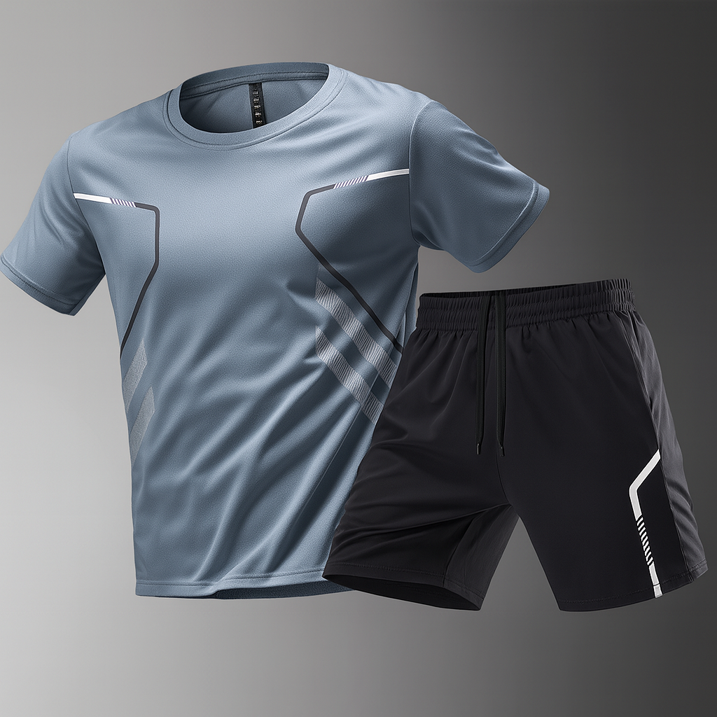 Men's Activewear Set with Stretch T-Shirt and Ultralight Shorts