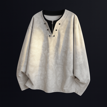 Men's Oversized Loungewear Set with Zip Top and Wide-Leg Trousers