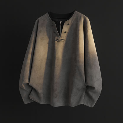 Men's Oversized Loungewear Set with Zip Top and Wide-Leg Trousers